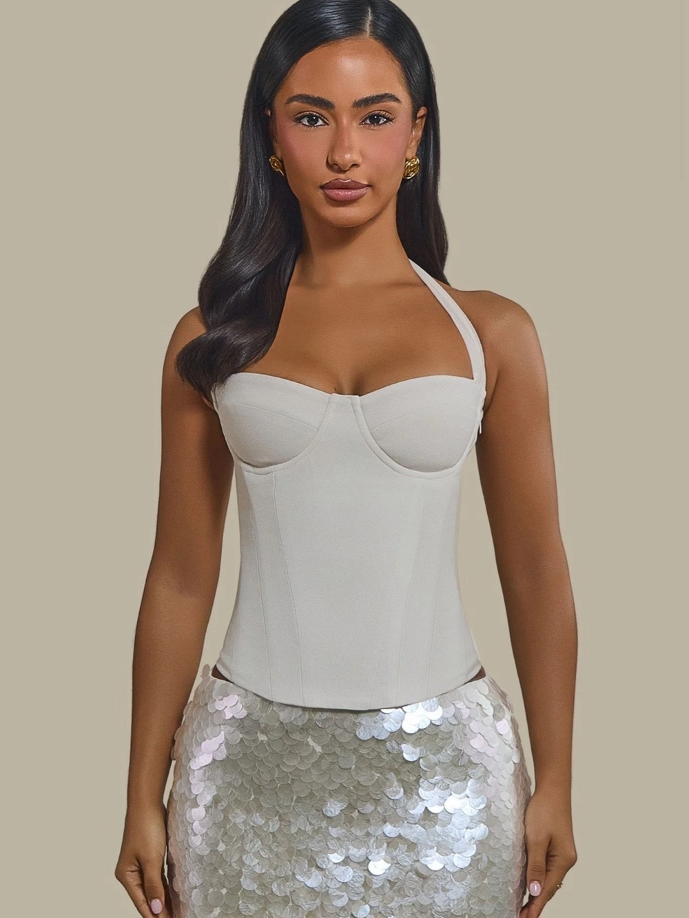Women's White Bustier Top - Sleeveless Structured Corset - Picture 2 of 7